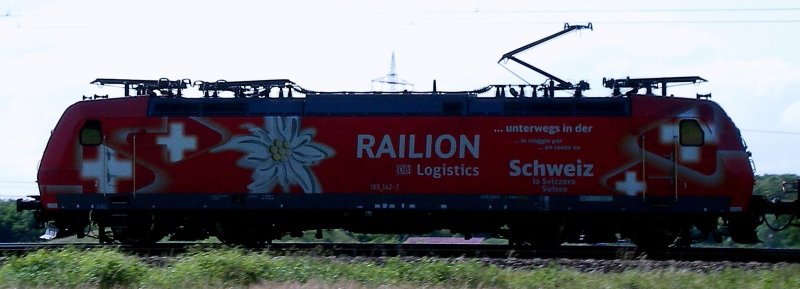 DB Railion Logistics BR 185 mit Werbung fr die Schweiz.(Martin)